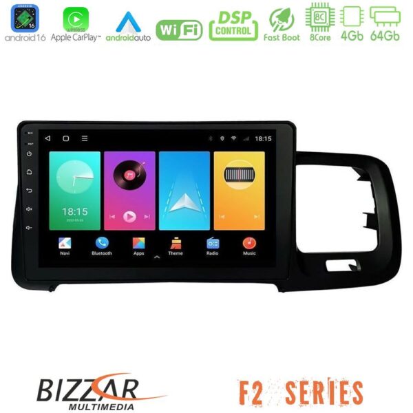 Bizzar F2 Series 8Core Android16 4+64GB Volvo S60 2010-2018 Navigation Multimedia Tablet 9" - Image 1