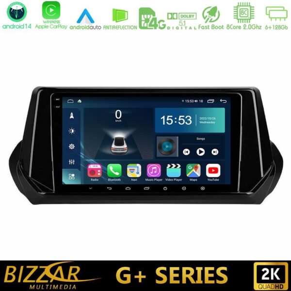 Bizzar G+ Series Peugeot 208/2008 2019-2023 8Core Android14 6+128GB Navigation Multimedia Tablet 9" - Image 1