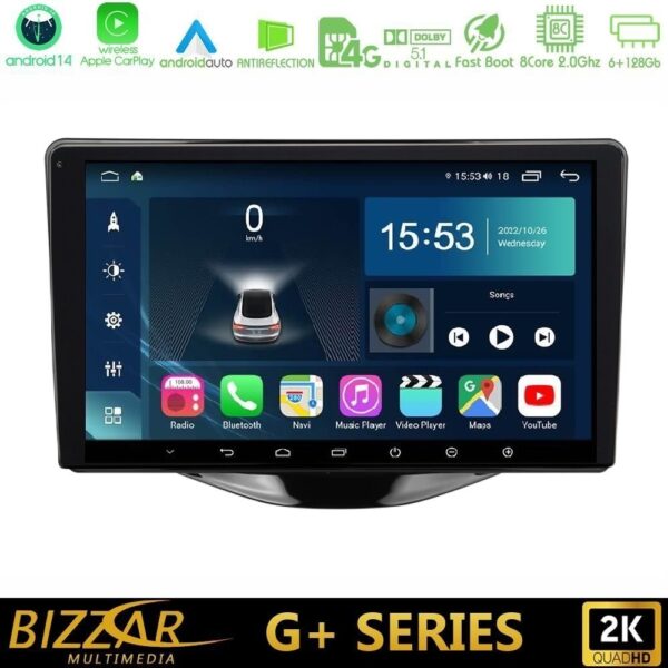 Bizzar G+ Series Toyota Aygo | Citroen C1 | Peugeot 108 8core Android14 6+128GB Navigation Multimedia Tablet 9" - Image 1
