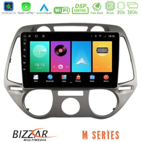 Bizzar M Series 8Core Android16 2+32GB Hyundai i20 2009-2012 Manual A/C Navigation Multimedia Tablet 9" - Image 1