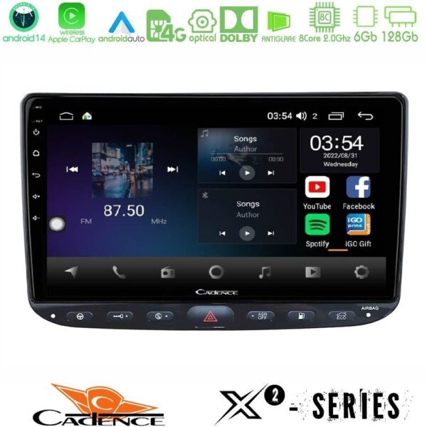 Cadence X2 Series 8Core Android14 6+128GB Fiat Punto/ Evo Navigation Multimedia Tablet 9" - Image 1