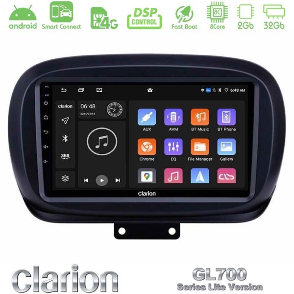 Clarion GL700 Lite Series 8Core Android ClarionOS 2+32GB Fiat 500X Navigation Multimedia Tablet 9" Με Carplay & Android Auto - Image 1