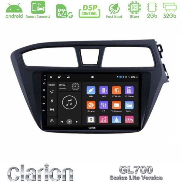 Clarion GL700 Lite Series 8Core Android ClarionOS 2+32GB Hyundai i20 2014-2018 RHD Navigation Multimedia Tablet 9" Με Carplay & Android Auto - Image 1