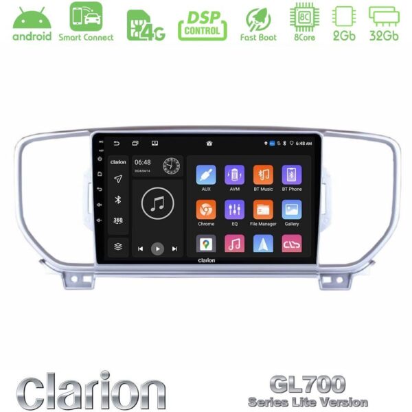 Clarion GL700 Lite Series 8Core Android ClarionOS 2+32GB Kia Sportage 2016-2018 Navigation Multimedia Tablet 9" Με Carplay & Android Auto - Image 1