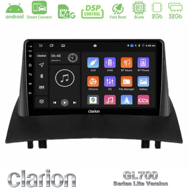 Clarion GL700 Lite Series 8Core Android ClarionOS 2+32GB Renault Megane 2 2002-2008 Navigation Multimedia Tablet 9" Με Carplay & Android Auto - Image 1