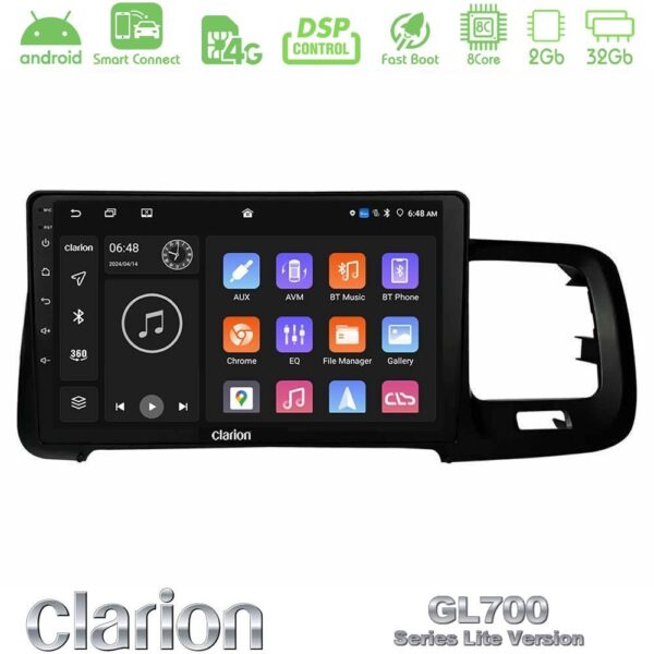 Clarion GL700 Lite Series 8Core Android ClarionOS 2+32GB Volvo S60 2010-2018 Navigation Multimedia Tablet 9" Με Carplay & Android Auto - Image 1