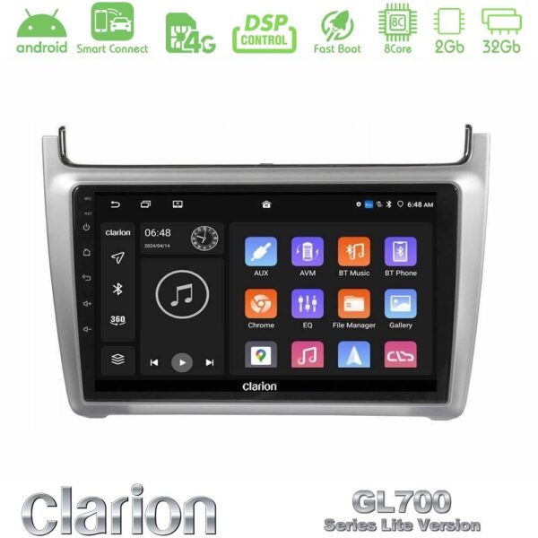 Clarion GL700 Lite Series 8Core Android ClarionOS 2+32GB Vw Polo 2014-2017 Navigation Multimedia Tablet 9" Με Carplay & Android Auto (Silver) - Image 1