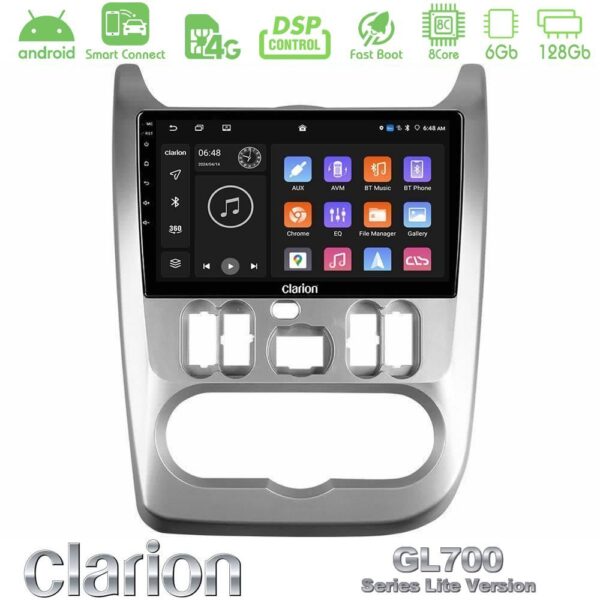 Clarion GL700 Lite Series 8Core Android ClarionOS 6+128GB Dacia Duster/Sandero/Logan Navigation Multimedia Tablet 9" Με Carplay & Android Auto - Image 1