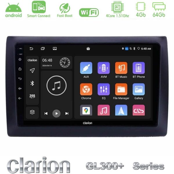 Clarion GL300+ Series 4Core Android ClarionOS 4+64GB  Fiat Stilo Navigation Multimedia Tablet 9" - Image 1