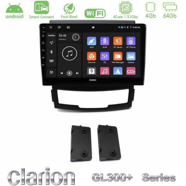 Clarion GL300+ Series 4Core Android ClarionOS 4+64GB Ssangyong Korando 2010-2014 Navigation Multimedia Tablet 9" - Image 1