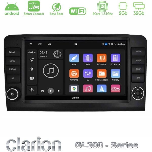 Clarion GL300 Series 4Core Android ClarionOS 2+32GB Mercedes ML/GL Class W164 2006-2011 Navigation Multimedia Tablet 9" Με Carplay & Android Auto (OEM Look) - Image 1