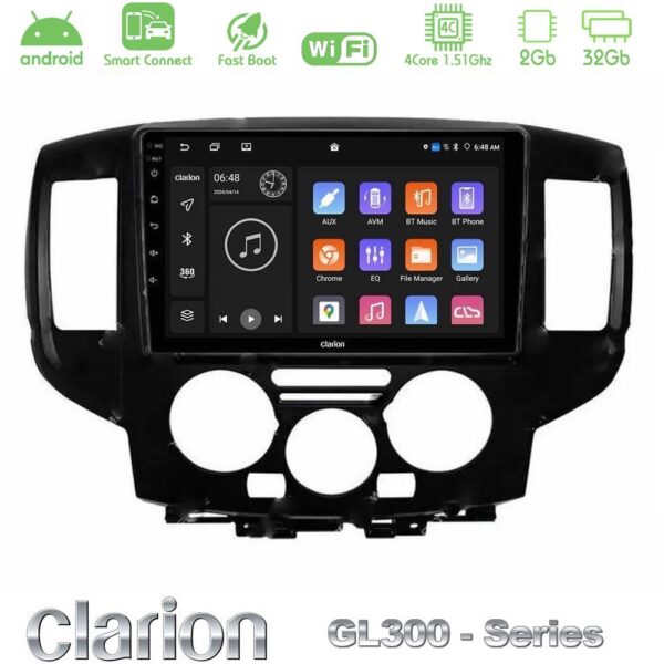 Clarion GL300 Series 4Core Android ClarionOS 2+32GB Nissan NV200 2009 – 2019 Navigation Multimedia Tablet 9" Με Carplay & Android Auto (Μαύρο) - Image 1