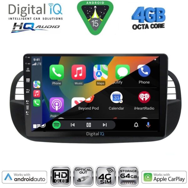 DIGITAL IQ BXK 19130BL_CPAA (9inc) MULTIMEDIA TABLET for FIAT 500 mod. 2007-2015 (BLACK) - Image 2