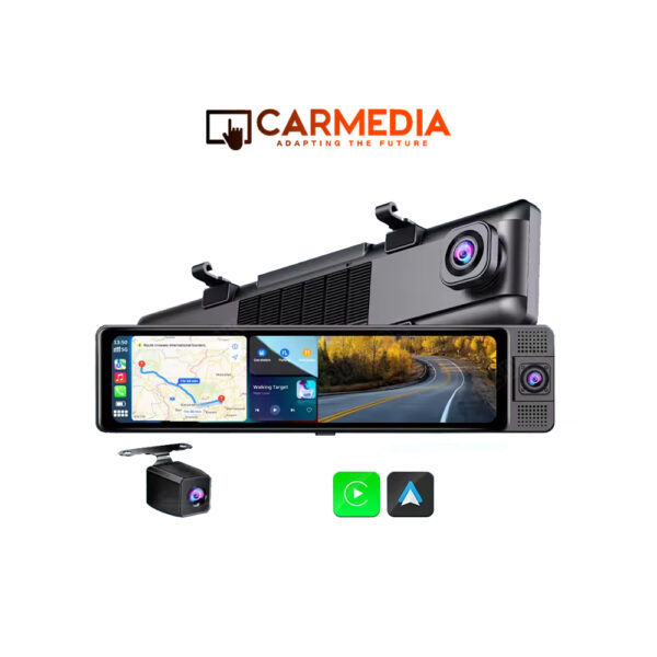 CARMEDIA CMMI 03 11.26'' Rearview Mirror - Front & Rear & Inside 3 Recording & CP/AA - Image 1