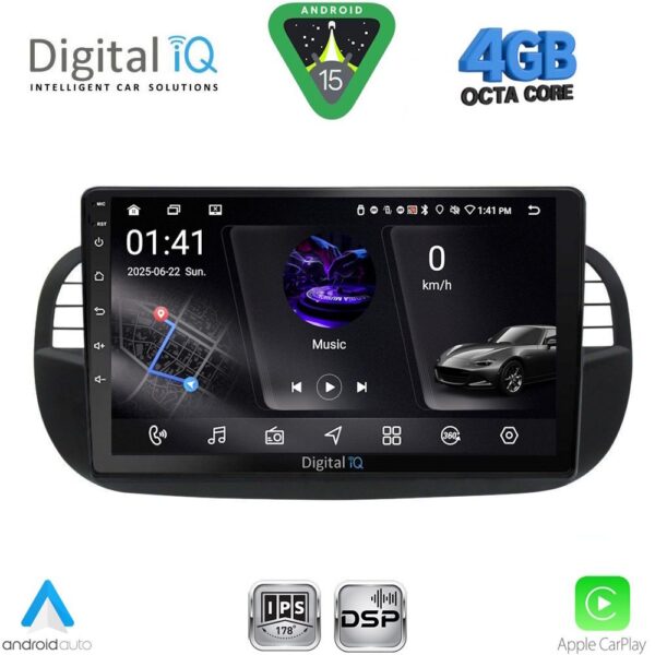 DIGITAL IQ RSG 6130BL_CPA (9inc) MULTIMEDIA TABLET for FIAT 500 mod. 2007-2015 (BLACK) - Image 1