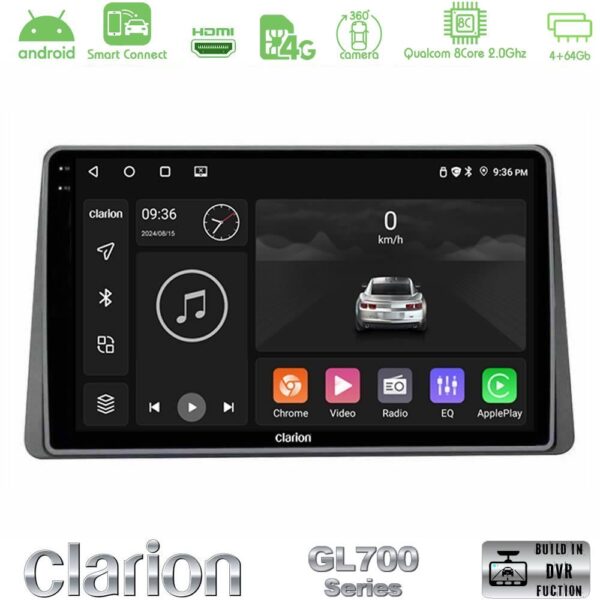 Clarion GL700 QUALCOMM Series Dacia Duster 2023-2024 8Core Android ClarionOS 4+64GB Navigation Multimedia Tablet 10" Με Carplay & Android Auto Με Carplay & Android Auto - Image 1