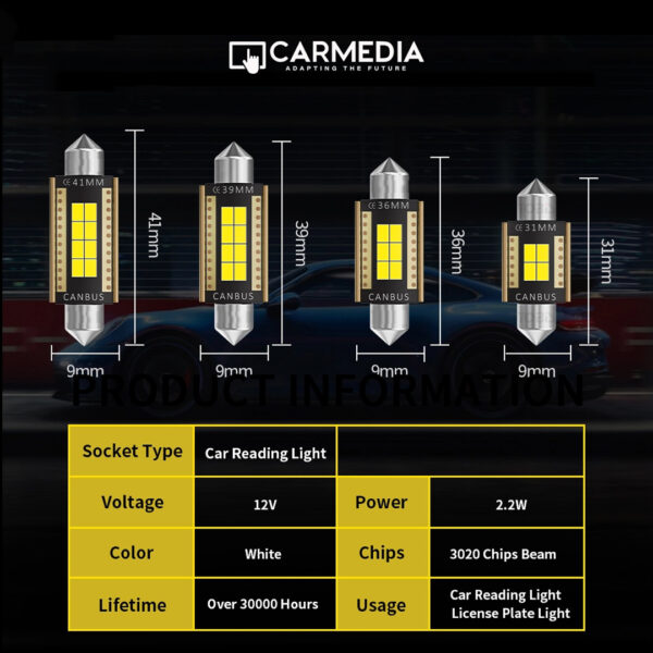 Λαμπάκια LED - CARMEDIA CMLED - FESTOON - 8SMD - 41MM - Image 4