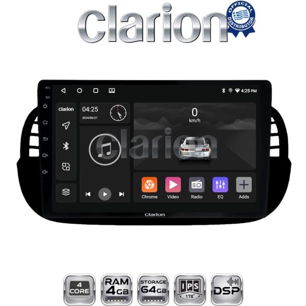 CLARION GL32315B Οθόνη OEM Multimedia Αυτοκινήτου για Fiat 500 2007 > 2016 (CarPlay/AndroidAuto/BT/GPS/WIFI/GPRS) - Image 1