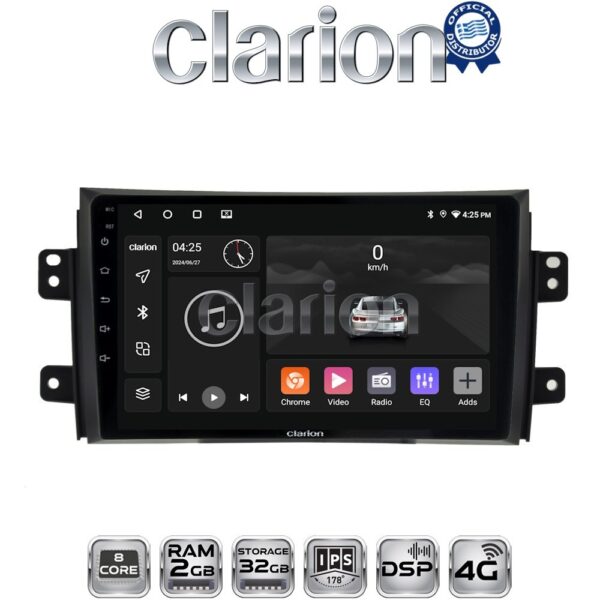 CLARION GL71446 Οθόνη OEM Multimedia Αυτοκινήτου για Fiat Sedici 2005 > 2013 Suzuki SX4 2005 > 2013 (CarPlay/AndroidAuto/BT/GPS/WIFI/GPRS) - Image 1