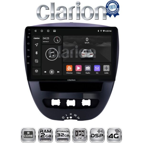 CLARION GL71560 Οθόνη OEM Multimedia Αυτοκινήτου για Aygo & C1 & 107 '05>'14 (CarPlay/AndroidAuto/BT/GPS/WIFI/GPRS) - Image 1