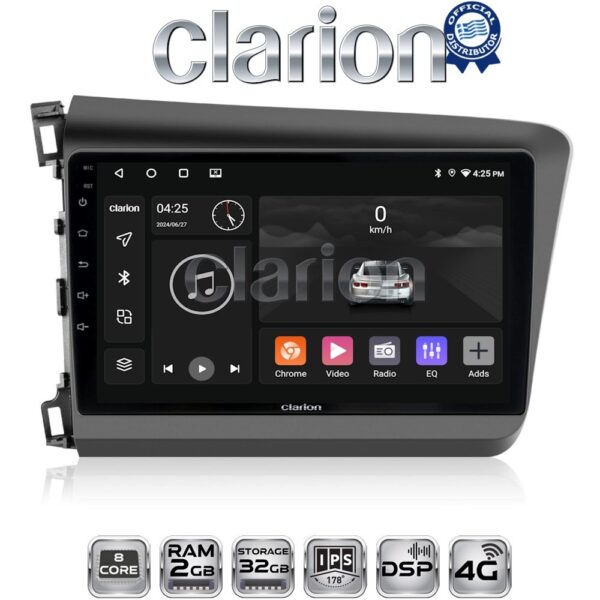 CLARION GL71630 Οθόνη OEM Multimedia Αυτοκινήτου για Honda Civic 2012 > 2016 (CarPlay/AndroidAuto/BT/GPS/WIFI/GPRS) - Image 1