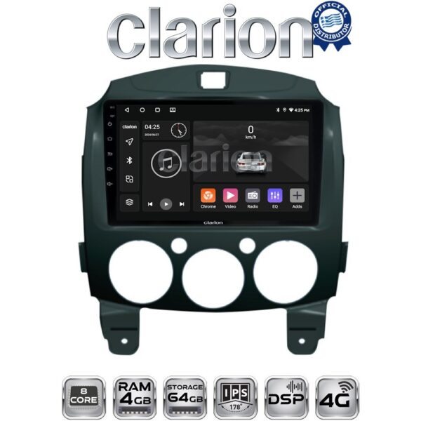 CLARION GL72430 Οθόνη OEM Multimedia Αυτοκινήτου για MAZDA 2 2007>2014 (CarPlay/AndroidAuto/BT/GPS/WIFI/GPRS) - Image 1