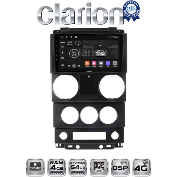 CLARION GL72748C Οθόνη OEM Multimedia Αυτοκινήτου για Jeep Wrangler 2007 > 2011 (CarPlay/AndroidAuto/BT/GPS/WIFI/GPRS) - Image 1