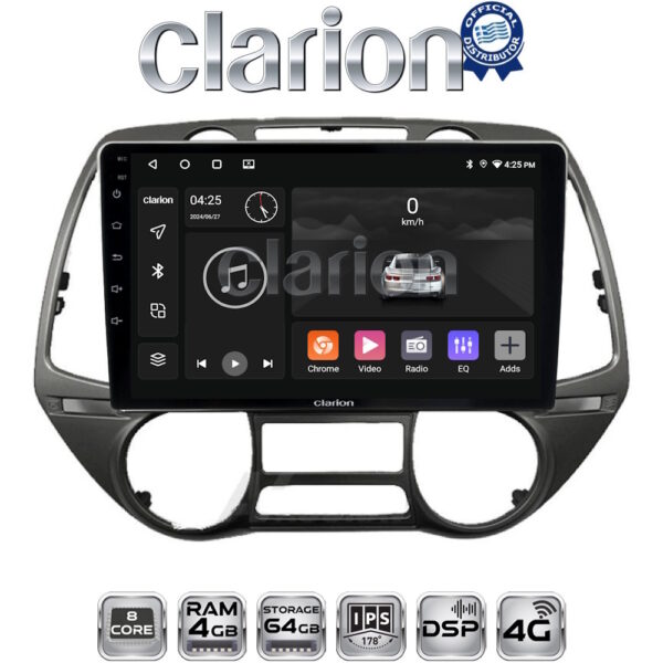 CLARION GL72837 Οθόνη OEM Multimedia Αυτοκινήτου για Hyundai i20 2008 > 2014 (CarPlay/AndroidAuto/BT/GPS/WIFI/GPRS) - Image 1