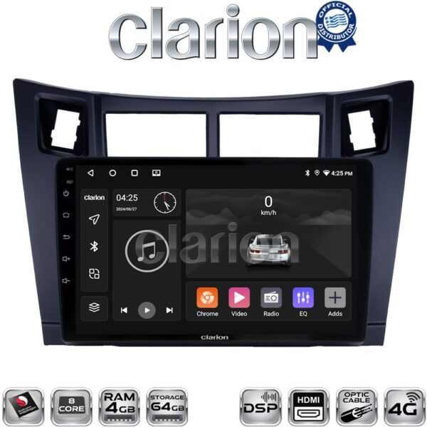 CLARION GL74084 Οθόνη OEM Multimedia Αυτοκινήτου για Τoyota Yaris 2006 > 2011 (CarPlay/AndroidAuto/BT/GPS/WIFI/GPRS) - Image 1