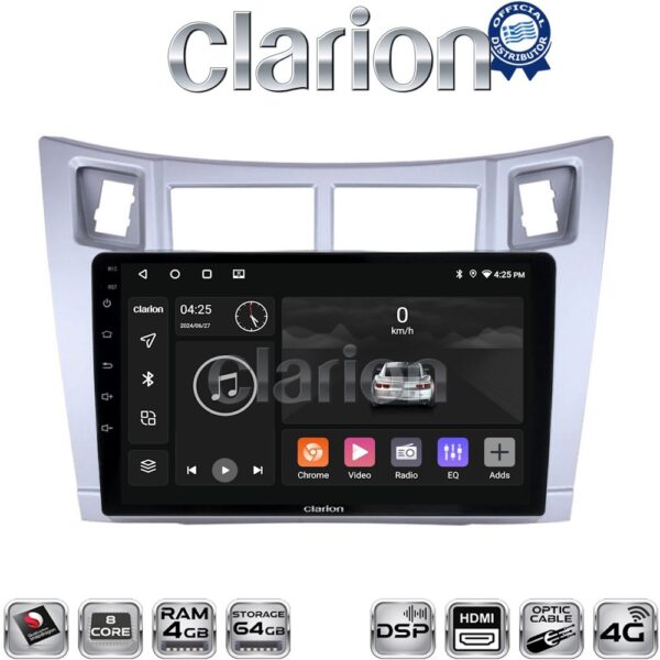 CLARION GL74084S Οθόνη OEM Multimedia Αυτοκινήτου για Τoyota Yaris 2006 > 2011 (CarPlay/AndroidAuto/BT/GPS/WIFI/GPRS) - Image 1