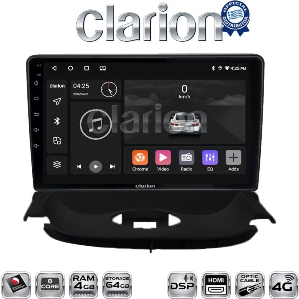 CLARION GL74206UP Οθόνη OEM Multimedia Αυτοκινήτου για Peugeot 206 2002 > 2006 (CarPlay/AndroidAuto/BT/GPS/WIFI/GPRS) - Image 1