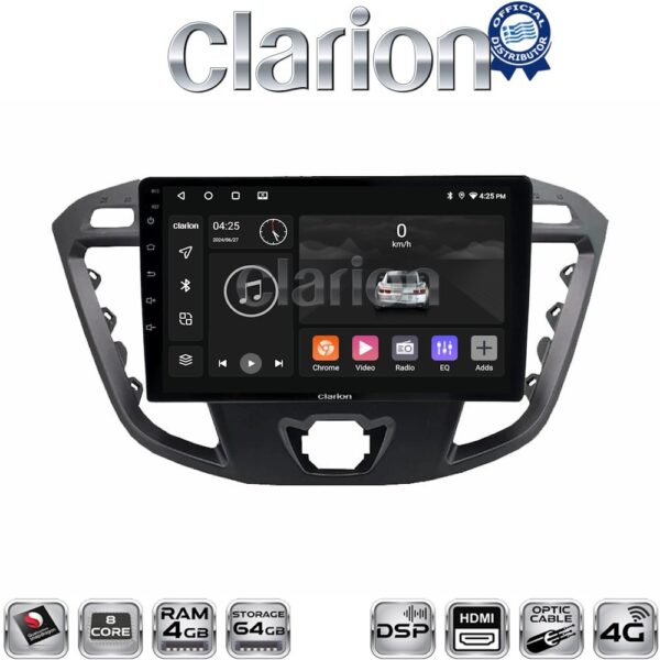 CLARION GL74366 Οθόνη OEM Multimedia Αυτοκινήτου για TRANSIT CUSTOM - TOURNEO CUSTOM 2013> (CarPlay/AndroidAuto/BT/GPS/WIFI/GPRS) - Image 1