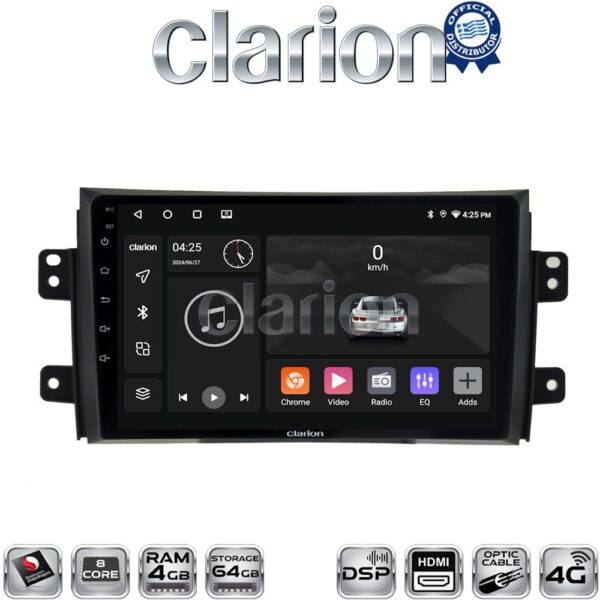 CLARION GL74446 Οθόνη OEM Multimedia Αυτοκινήτου για Fiat Sedici 2005 > 2013 Suzuki SX4 2005 > 2013 (CarPlay/AndroidAuto/BT/GPS/WIFI/GPRS) - Image 1
