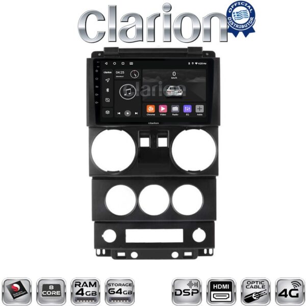CLARION GL74748B Οθόνη OEM Multimedia Αυτοκινήτου για JEEP WRANGLER 2007 > 2011 (CarPlay/AndroidAuto/BT/GPS/WIFI/GPRS) - Image 1
