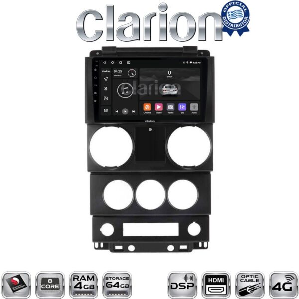 CLARION GL74748C Οθόνη OEM Multimedia Αυτοκινήτου για Jeep Wrangler 2007 > 2011 (CarPlay/AndroidAuto/BT/GPS/WIFI/GPRS) - Image 1