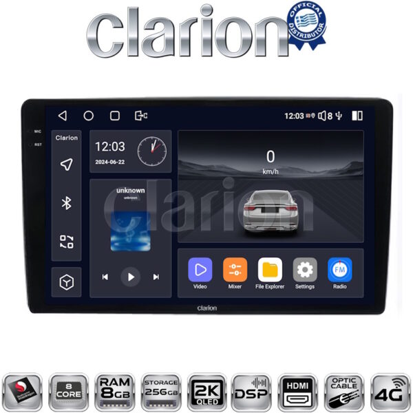 CLARION GL75238 Οθόνη OEM Multimedia Αυτοκινήτου για Ford Focus 07 > 11 - Mondeo 07 > 14 – Galaxy 07 > 14 – S-Max 08 > 14 (CarPlay/AndroidAuto/BT/GPS/WIFI/GPRS) - Image 1
