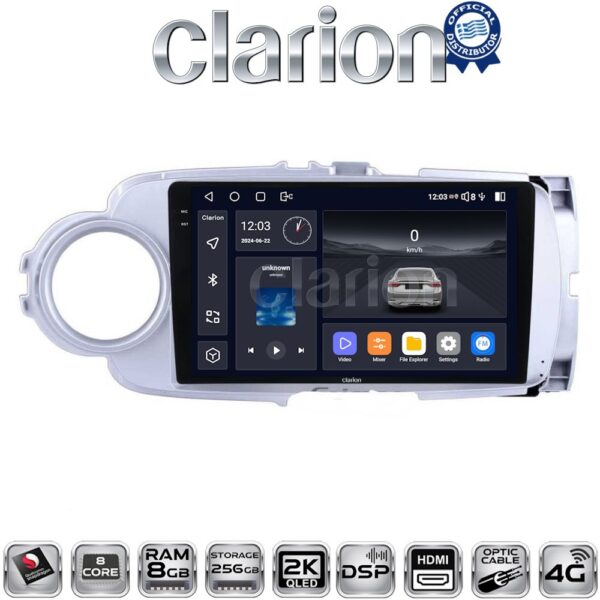 CLARION GL75254 Οθόνη OEM Multimedia Αυτοκινήτου για Toyota Yaris 2012 > 2015 (CarPlay/AndroidAuto/BT/GPS/WIFI/GPRS) - Image 1
