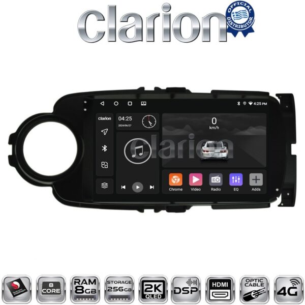 CLARION GL75254B Οθόνη OEM Multimedia Αυτοκινήτου για Toyota Yaris 2012 > 2015 (CarPlay/AndroidAuto/BT/GPS/WIFI/GPRS) - Image 1