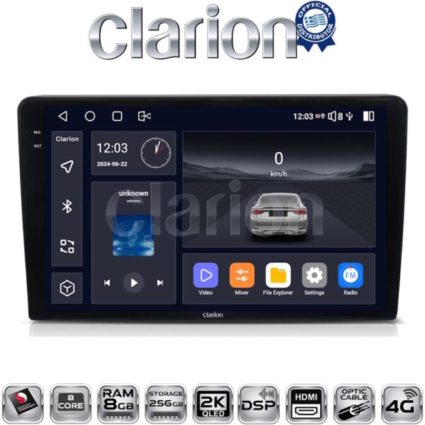 CLARION GL75256 Οθόνη OEM Multimedia Αυτοκινήτου για Mazda 2 2002 > 2007 (CarPlay/AndroidAuto/BT/GPS/WIFI/GPRS) - Image 1