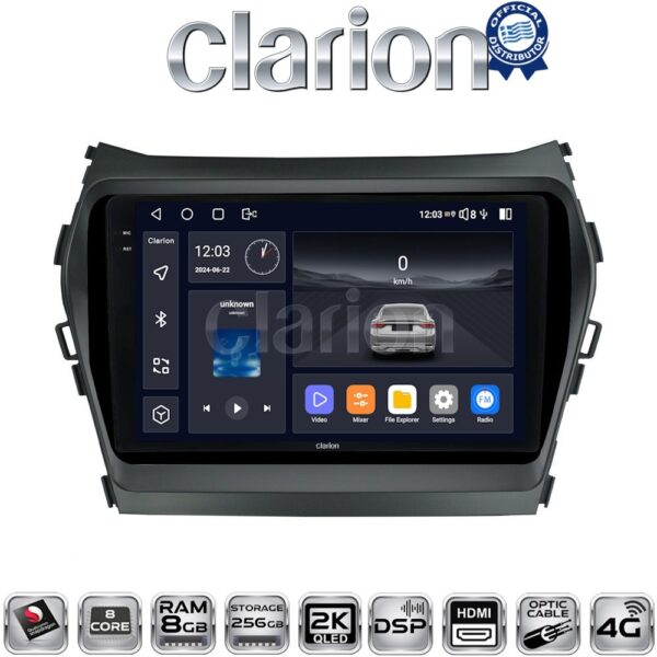 CLARION GL75309 Οθόνη OEM Multimedia Αυτοκινήτου για HY SANTA FE 2013 > 2017HY IX45 (CarPlay/AndroidAuto/BT/GPS/WIFI/GPRS) - Image 1