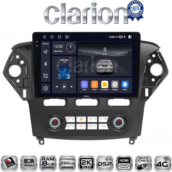 CLARION GL75368C Οθόνη OEM Multimedia Αυτοκινήτου για Ford Mondeo 2010 > 2013 (CarPlay/AndroidAuto/BT/GPS/WIFI/GPRS) - Image 1