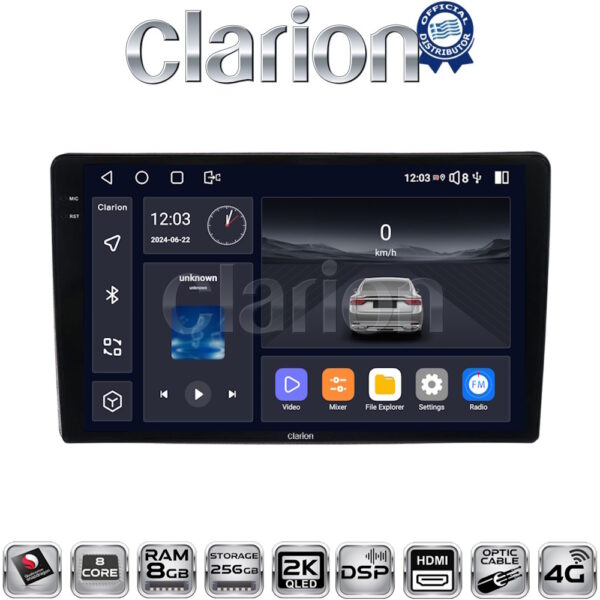 CLARION GL75402UP Οθόνη OEM Multimedia Αυτοκινήτου για Toyota Yaris 1999 > 2005 (CarPlay/AndroidAuto/BT/GPS/WIFI/GPRS) - Image 1