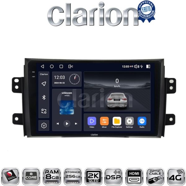 CLARION GL75446 Οθόνη OEM Multimedia Αυτοκινήτου για Fiat Sedici 2005 > 2013 Suzuki SX4 2005 > 2013 (CarPlay/AndroidAuto/BT/GPS/WIFI/GPRS) - Image 1