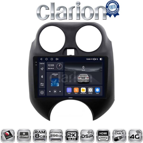 CLARION GL75459 Οθόνη OEM Multimedia Αυτοκινήτου για Nissan Micra 2010 > 2014 (CarPlay/AndroidAuto/BT/GPS/WIFI/GPRS) - Image 1
