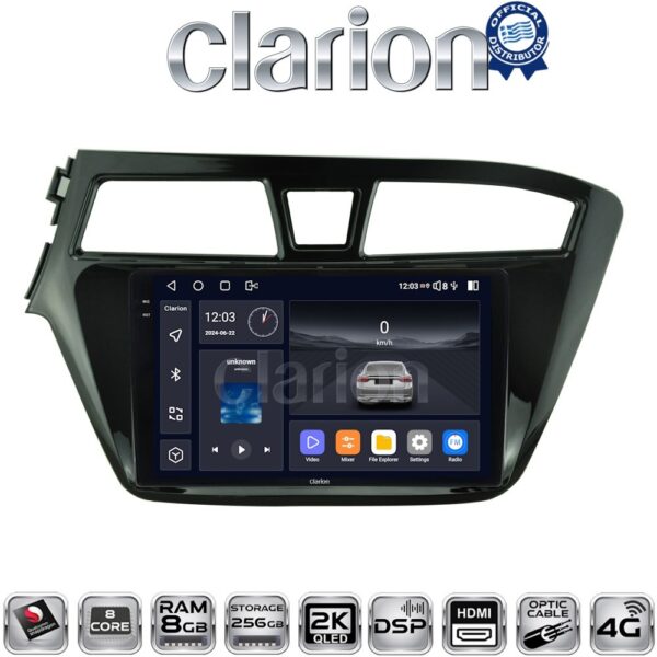 CLARION GL75517 Οθόνη OEM Multimedia Αυτοκινήτου για Hyundai i20 2015> (CarPlay/AndroidAuto/BT/GPS/WIFI/GPRS) - Image 1