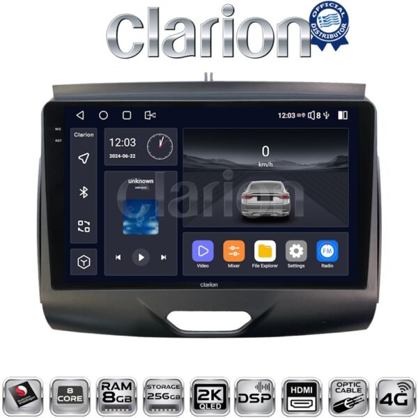 CLARION GL75576A Οθόνη OEM Multimedia Αυτοκινήτου για Ford Ranger 2015 > 2020 (CarPlay/AndroidAuto/BT/GPS/WIFI/GPRS) - Image 1