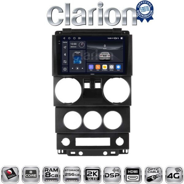 CLARION GL75748B Οθόνη OEM Multimedia Αυτοκινήτου για JEEP WRANGLER 2007 > 2011 (CarPlay/AndroidAuto/BT/GPS/WIFI/GPRS) - Image 1