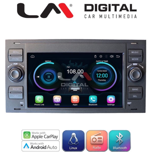 LM Digital - LM LX140 Οθόνη OEM Multimedia Αυτοκινήτου για FordC-Max '02-'07Fiesta '06-'08Focus '05-'07Fusion '06-'11Galaxy '07-'11Kuga '07-'12S-Max '08-'12Transit '07-12Transit Connect '07-12 (CarPlay/AndroidAuto/BT/WIFI) Linux OS - Image 1