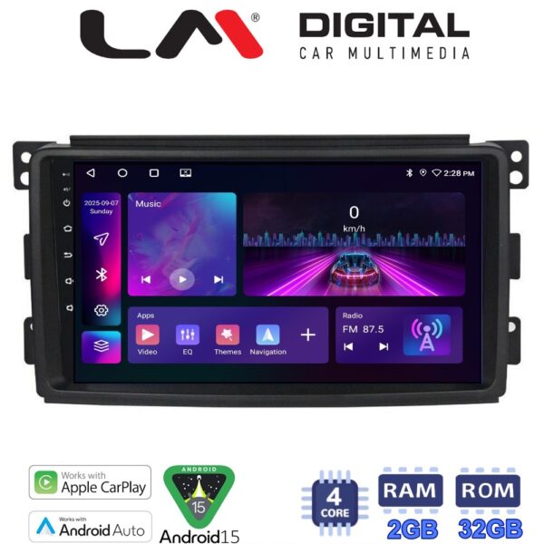 LM Digital - LM ZA4087 GPS Οθόνη OEM Multimedia Αυτοκινήτου για SMART 2007>2010 (CarPlay/AndroidAuto/BT/GPS/WIFI/GPRS) - Image 1
