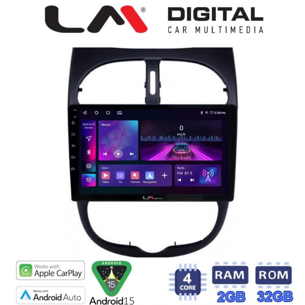 LM Digital - LM ZA4206 GPS Οθόνη OEM Multimedia Αυτοκινήτου για Peugeot 206 2002 > 2006 (CarPlay/AndroidAuto/BT/GPS/WIFI/GPRS) - Image 1